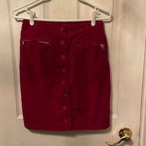 Chic Button-Front Pencil Skirt in Red
